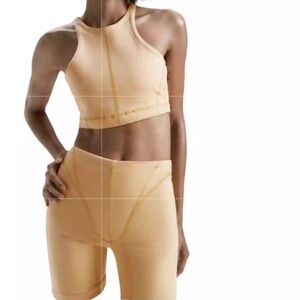 Zara Set of Stretch Denim Racer BackCrop Top and Bike Shorts(Size Small ) NWT